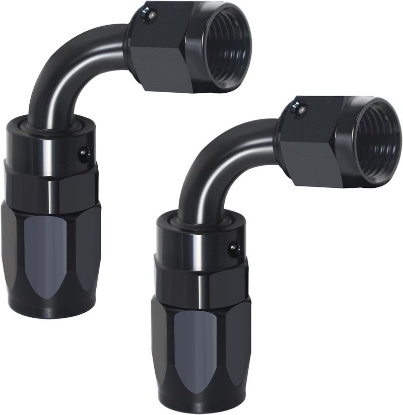 SDZONGES 6AN Fitting, 2PCS 6AN Hose End Fittings, 6 AN 90 Degree Fittings for CPE Braided Hose(Black). - Image 1